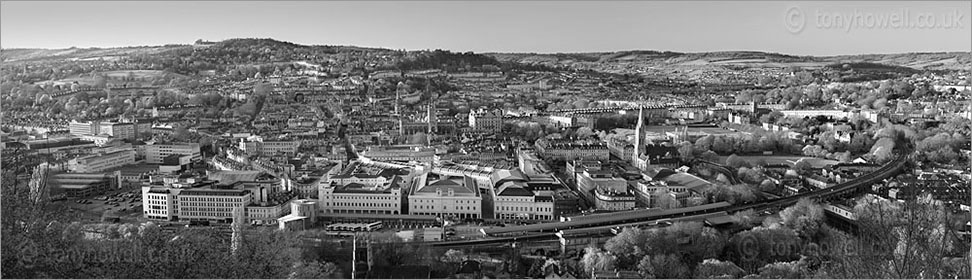 View over Bath Black and White
