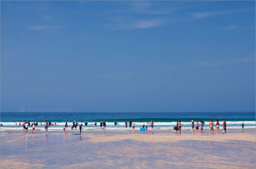 People in a Line, Porthmeor Beach, St Ives