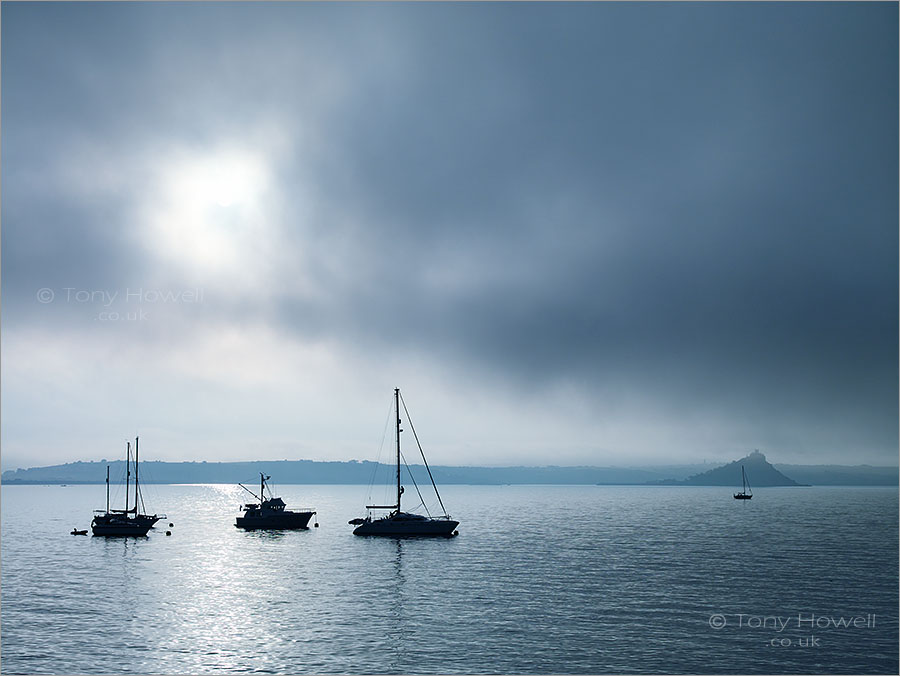 St Michaels Mount, Boats, Sea Fog