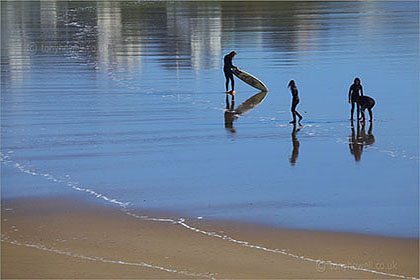 People on Polzeath Beach