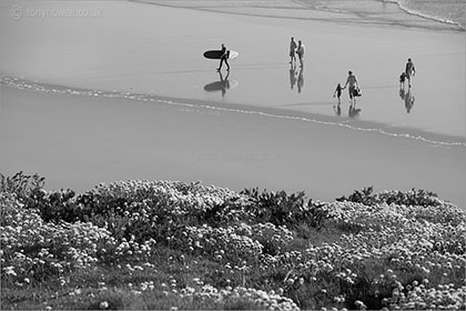 People on Polzeath Beach