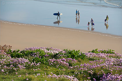 People on Polzeath Beach