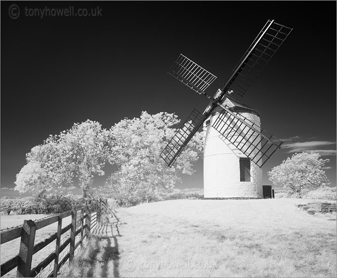Ashton Windmill (Infrared Camera, turns foliage white)