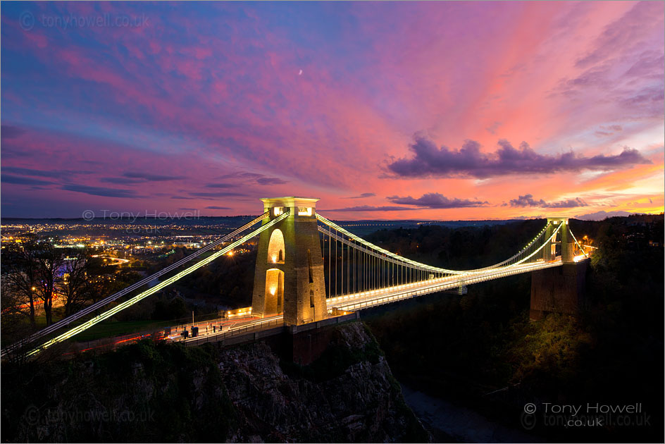 Clifton Suspension Bridge, Sunset