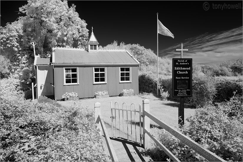 Edithmead Church (Infrared Camera, turns foliage white)