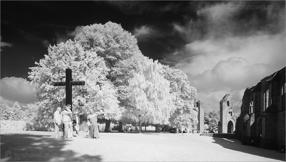 Glastonbury Abbey (Infrared Camera, turns foliage white)