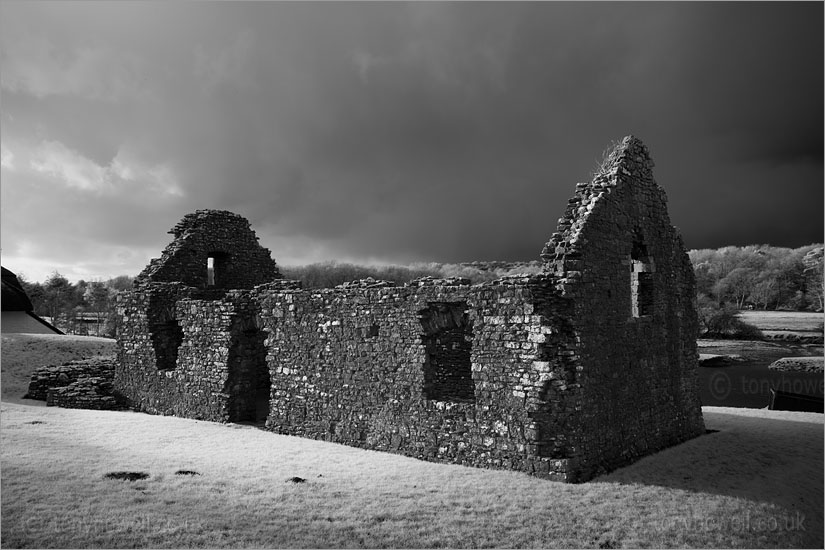 Ogmore Castle, Ruined House (Infrared Camera, turns foliage white)