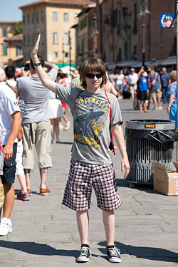 People Posing by The Leaning Tower of Pisa