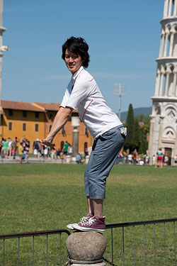 People Posing by The Leaning Tower of Pisa