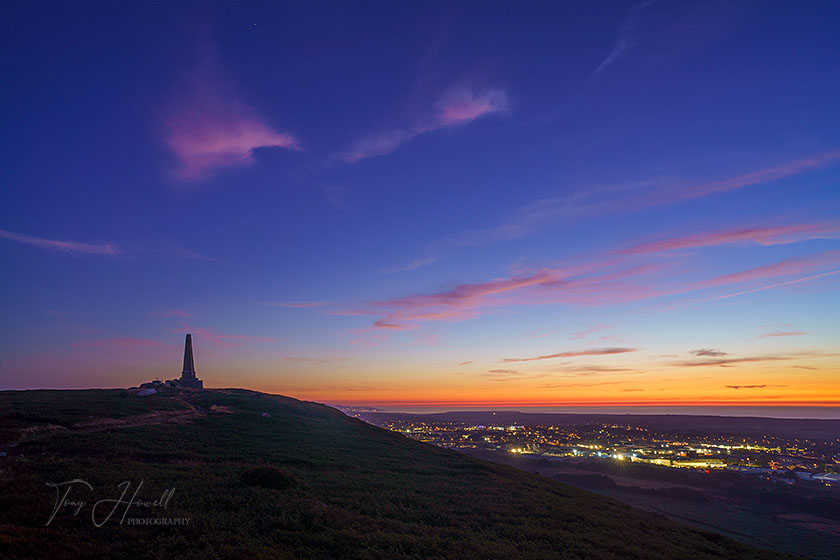 Carn Brea, Basset Monument, Night