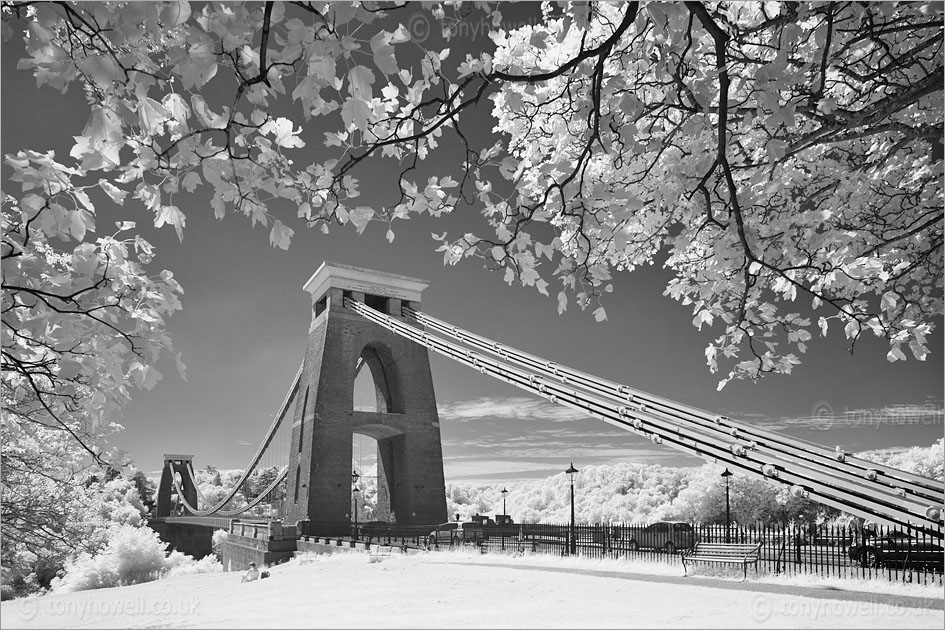 Clifton Suspension Bridge (Infrared Camera, turns foliage white)