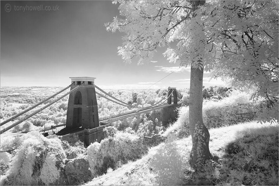 Clifton Suspension Bridge (Infrared Camera, turns foliage white)