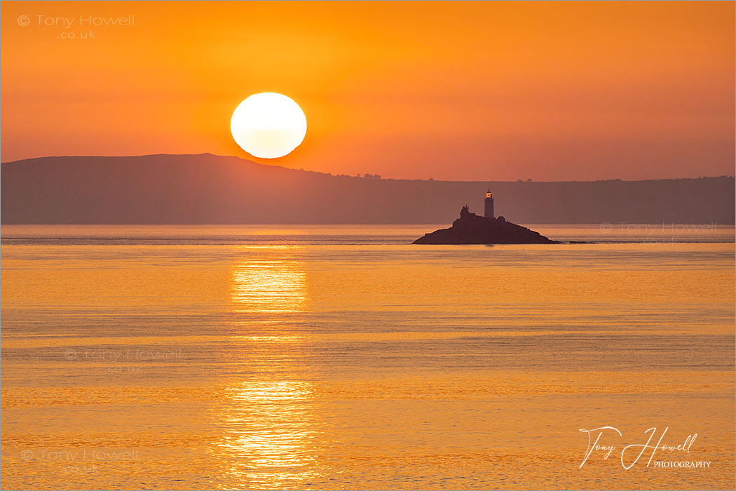 Godrevy Lighthouse from St Ives, Sunrise