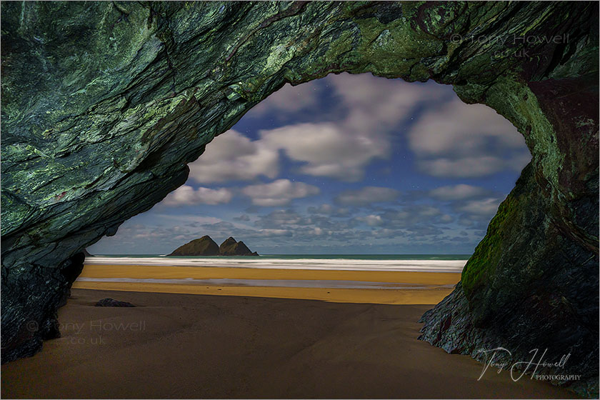 Holywell Beach Cave at Night