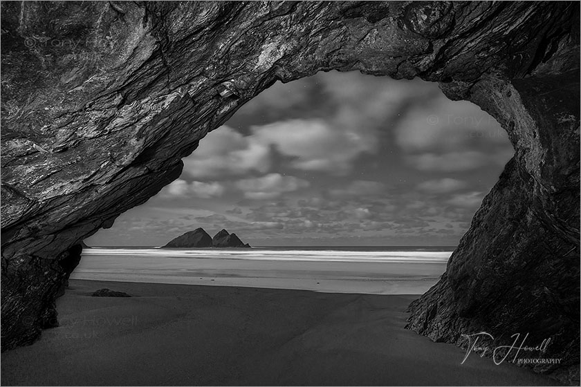 Holywell Beach Cave at Night