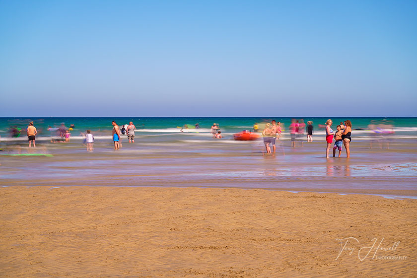 People in the Sea, Perranporth (long exposure for intentional motion blur)