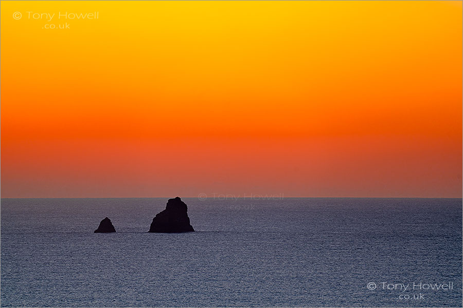 Perranporth, Sunset, Bawden Rocks