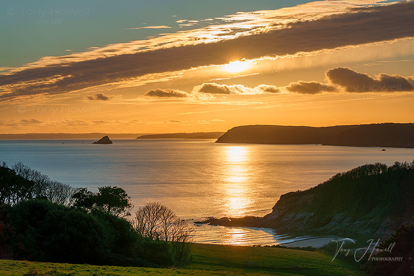 Porthluney Beach, Caerhays, Sunset, The Roseland