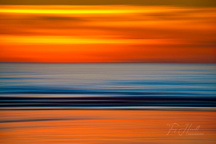 Sunset, Sea, Sand, Perranporth (long exposure, ICM - intentional camera movement)