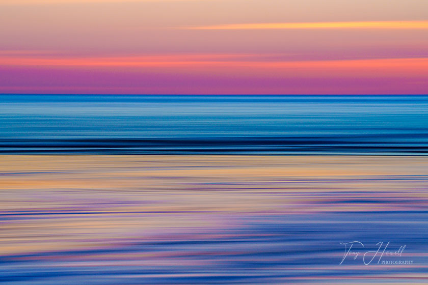 Sunset, Sea, Sand, Perranporth (long exposure, ICM - intentional camera movement)