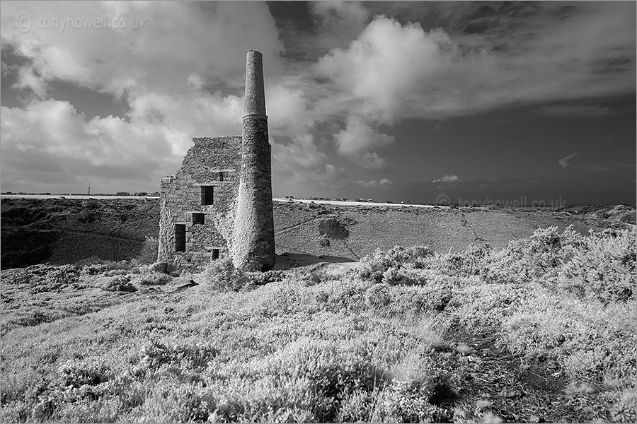 Tywarnhayle Mine, Porthtowan (Infrared Camera, turns foliage white)