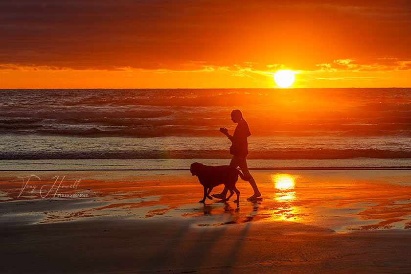 Walkers at Sunset, Perranporth