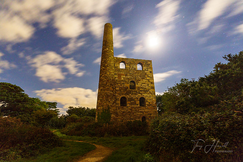 Wheal Peevor Mine, Night, Moon