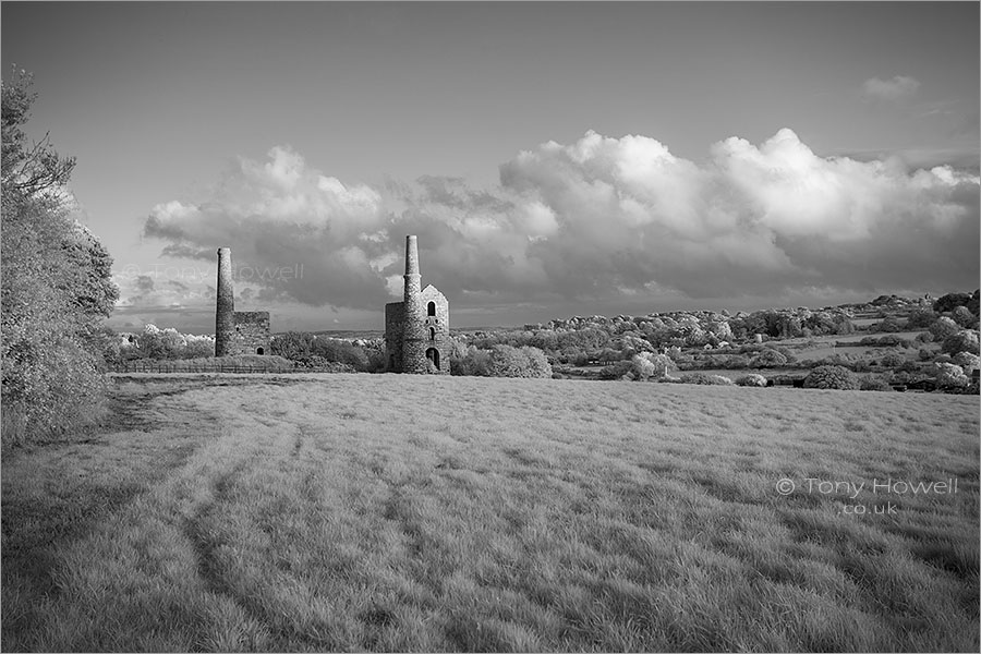 Wheal Unity Wood Tin Mine (Infrared Camera, turns foliage white)