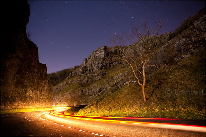 Cheddar Gorge, Traffic Trails, Night