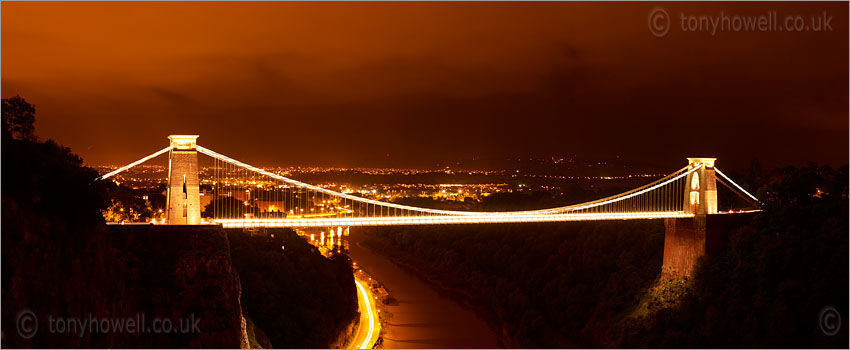 Clifton Suspension Bridge, Avon Gorge, Bristol, Night