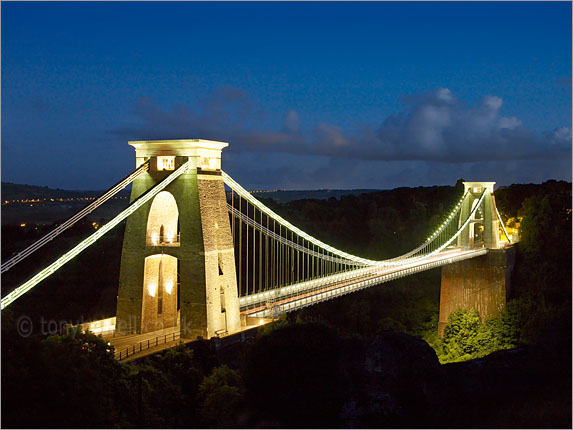 Clifton Suspension Bridge, Lights, Dusk