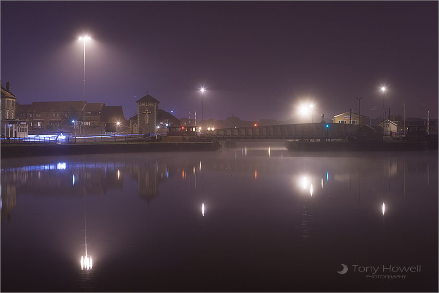 Cumberland Basin, Bristol, Night, Fog