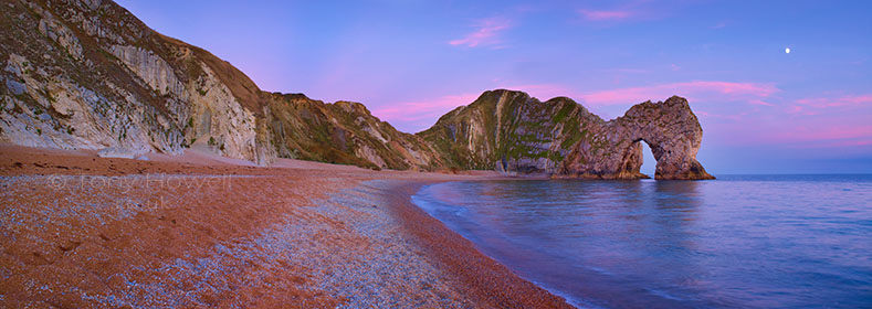 Durdle Door At dusk with Moon