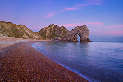 Durdle Door At dusk with Moon