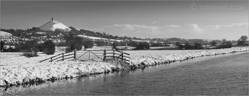 Glastonbury Tor, Snow, River Brue