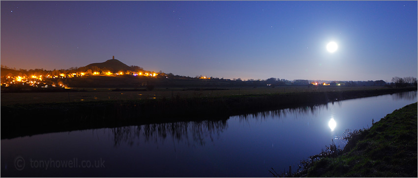 Moon, Glastonbury Tor, River Brue