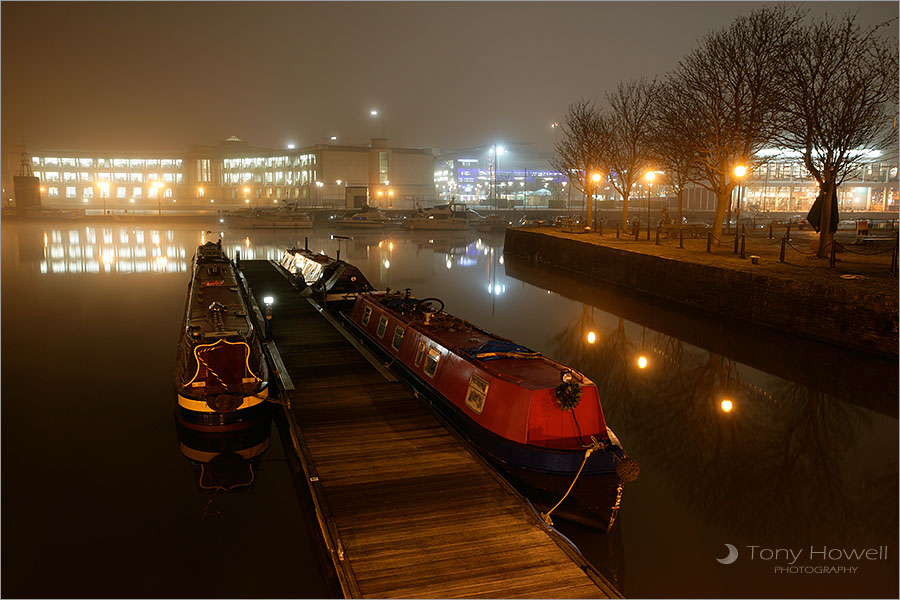 Harbour, Bristol, Longboats, Night, Fog