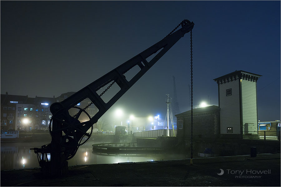 Harbour, Bristol, Winch, Mud Dock, Night, Fog
