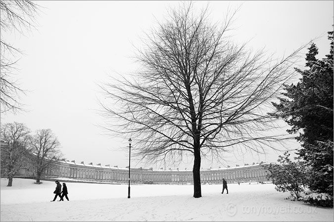 Royal Crescent, Bath, Snow